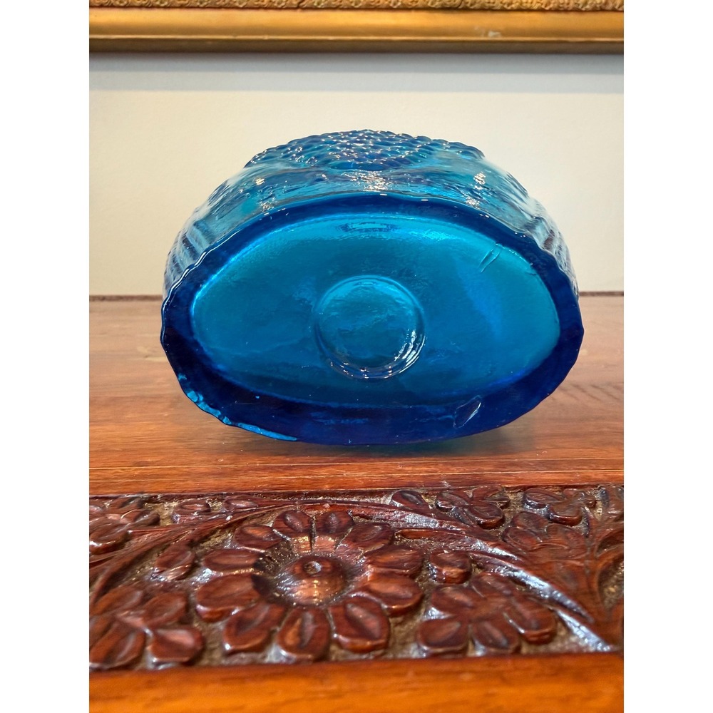 Vintage Clevenger Bros Blue Glass Bottle - Eagle and Grapes 8" - Picture 11 of 17